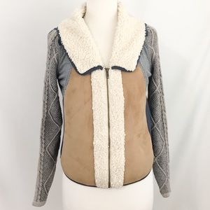Saturday Sunday Anthropologie Sherpa Patchwork Jacket S
